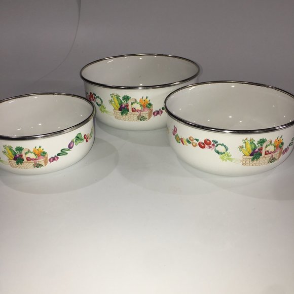 Kobe Kitchen Nesting Bowls Enamel Metal Vintage - Picture 3 of 7